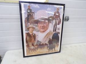lot 81 image: Framed Puzzle of John Wayne