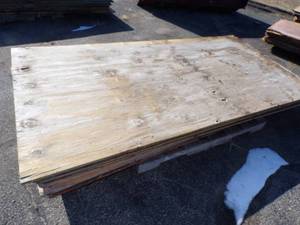 lot 97 image: Lot of Sheet Goods 4 x 8 Assorted Plywood, some treated and Decking