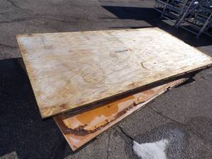 lot 100 image: Lot of Sheet Goods 4 x 8 Assorted Plywood, some treated and Decking