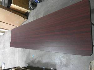 lot 8 image: 72 x 18 x 29 Red Oak Portable Table-Some Damage On Edges