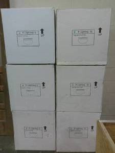 lot 16 image: Lot of 72 Flush Mount 9 Light Fixtures-36 White 36 Brushed Nickle