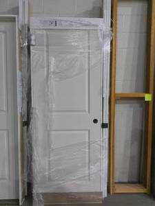 lot 24 image: 2 x 6 Bayer Built Primed Hallow Panel Door w Trim-Right Hand