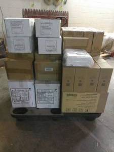 lot 47 image: Bulk Lot Pallet of Little Giant Caddies, Soap Dispensers, Spray Bottles, Flush Mount Lighting
