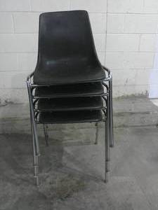 lot 48 image: Lot of 4 Black Bucket Metal Frame Chairs