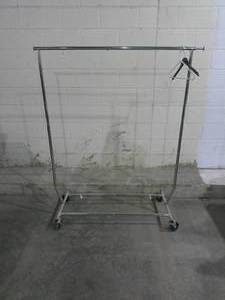 lot 56 image: Adjustable Rolling Retail Clothing Rack