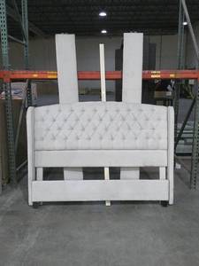 lot 42 image: Beautiful Queen Size Bed Frame-Cream  Fabric Button