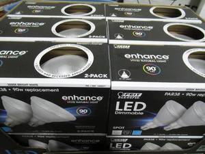 lot 59 image: Lot of 12 (2 Packs) Feit Electric Par38 Spot Flood 90w LED Indoor Outdoor Bright White Dimmable