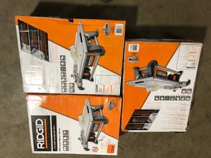 lot 22 image: Lot of 3 RIDGID 6.5-Amp 7 in. Blade Corded Table Top Wet Tile Saw  Customer Returns See Pictures