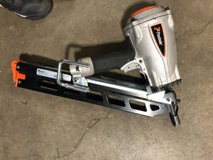 lot 37 image: Paslode Pneumatic 3-12 in. 30 degree Air Corded PowerMaster Plus Clipped-Head Framing Nailer Customer Returns See Pictures