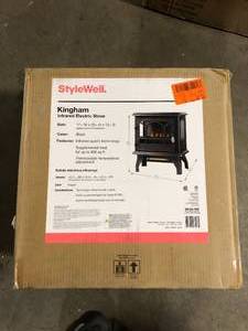 lot 46 image: StyleWell Kingham 400 sq. ft. Panoramic Infrared Electric Stove in Black with Electronic Thermostat  Customer Returns See Pictures
