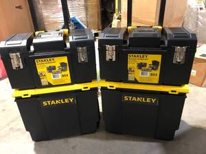 lot 47 image: Lot of 2  Stanley 11 in. 3-in-1 Detachable Mobile Tool Box Customer Returns See Pictures
