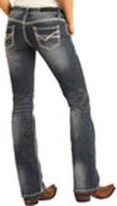 lot 95 image: Rock & Roll Mid Rise Stretch Bootcut Womens Riding Jeans 29x36