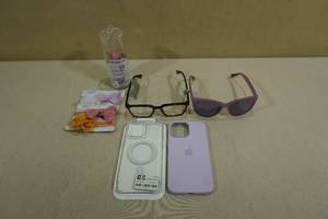 lot 20 image: 2 iPhone 14 Pro Cases with Eyewear and Baby Head Bands and Pacifier