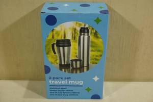 lot 133 image: 2-Pack Set Stainless Steel Travel Mugs