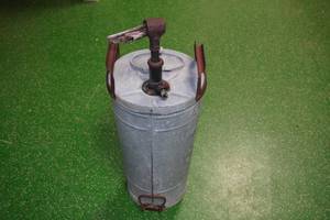 lot 235 image: Antique 4 Gallon Galvanized Fire Extinguisher