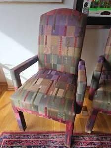 lot 36 image: Postmodern Pastel Color Accent Chairs