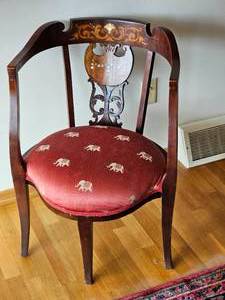 lot 22 image: Vintage Empire Accent Chair with Marquetry Inlay