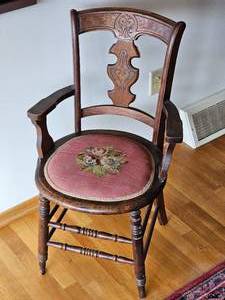 lot 37 image: Antique Eastlake Needlepoint Chair