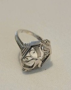 lot 3A image: Art Deco Denmark Sterling Reticulated Bird in Flight Ring