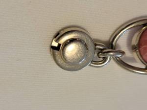 lot 4A image: NEFrom Denmark Sterling Vintage Rose Quartz Cabochon Sterling Silver Bracelet