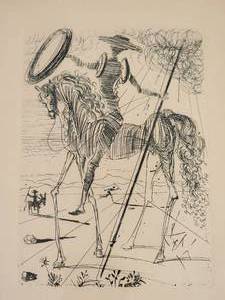 lot 1 image: SALVADOR DALI Original Etching Fine Art Print - Don Quixote - COA