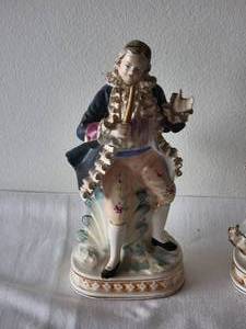 lot 123 image: Vintage French Bone China Figure Pair