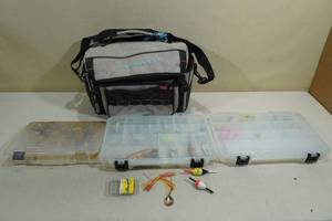 lot 46 image: Plano Soft Tackle Box with Fishing Tackle