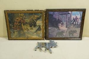 lot 75 image: Vintage Cabin Dcor - Bears, Moose, HuntingFishing