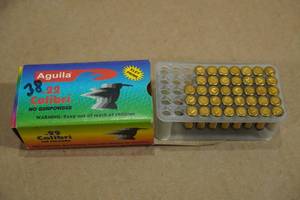 lot 144 image: 38 Aguila .22 LR Powderless 20 Gr LRN Ammo