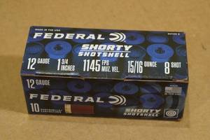 lot 163 image: 10 Federal Shorty 12 Gauge 1-34 8 Shot Shotshells