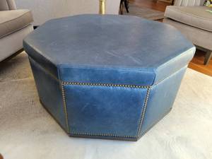 Leather Nail Head Octagonal Ottoman