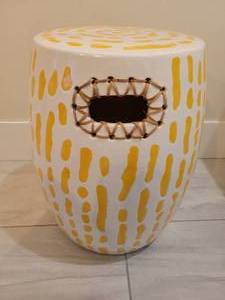 Striped Ceramic Side Table by  Anthropologie.