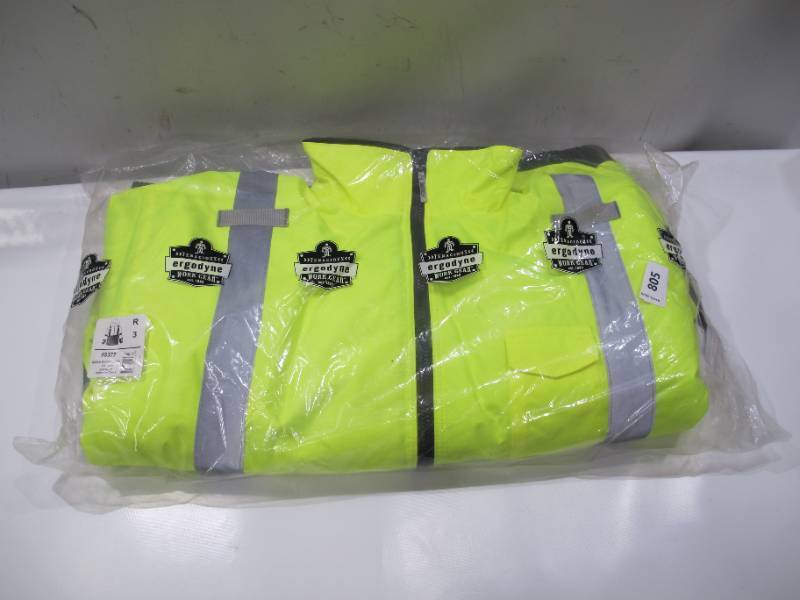 lot 805 image: NEW GloWear 8377 Hi-Vis Lime Winter Bomber Jacket - Type R, Class 3 - 4XL