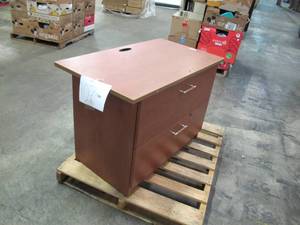 lot 107 image: Used Office Furniture - 2 Drawer Wooden Storage Cabinet