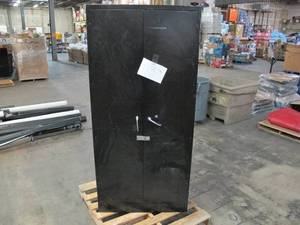 lot 113 image: Used Office Furniture - 2 Shelf Metal Storage Cabinet in Black