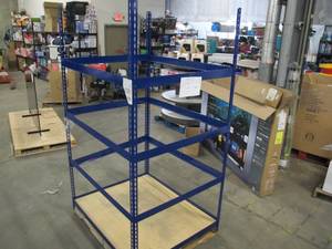 lot 117 image: Adjustable Blue Metal Frame Built to Fit Onto Pallets - Perfect for Projects
