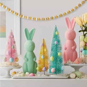 lot 240 image: NEW Members Mark 5-Pc. Flocked Bunny Dcor