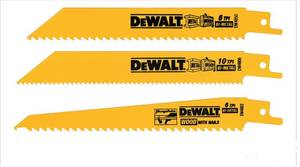lot 246 image: NEW 2 Packs of DEWALT DW4853 RECIPROCATING BLADE 3PC 6 LONG HIGH PERFORMANCE BI-METAL
