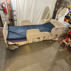 lot 1 image: MSRP $22,000 Styrker CHG Spirit MedSurg Hospital Long Term Care Patient Bed - Ultra-low reduces falls injury & trauma, Chair Position, Contour Position, Scale & Bed Exit Alarm Plus Used Mattress - Works Great See Youtube No Reserve
