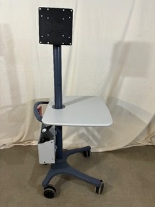 lot 21 image: Anthro Zido 25 Height Adjustable Monitor&nbspStanding Desk Cart with Item Supply Basket - In Excellent Condition