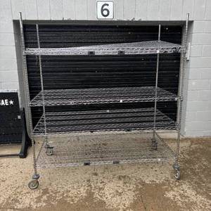 lot 5 image: Metro Super Erecta Adjustable 5-Shelf Industrial Wire Shelving Supply Storage Unit with Stem Casters - Chrome Plated - This Racking Is Huge & In Great Condition  Approx - 80x72x36 5th Shelf Is Sitting On Top Of 4th Shelf