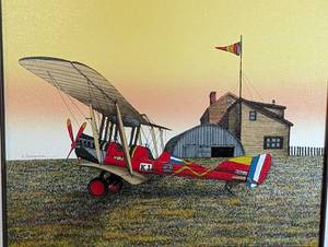 lot 60 image: Framed Bi Plane Serigraph Painting by H. Hargrove
