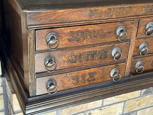 lot 1 image: Antique Merricks Wooden Spool Cabinet