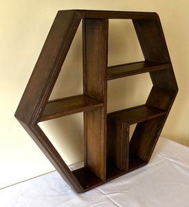 lot 131 image: Vintage Geometric Vintage Wooden Shelf