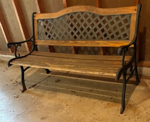 lot 164 image: Wonderful Wooden and Metal Outdoor Bench