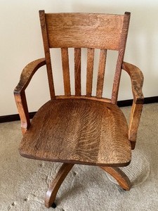 lot 42A image: Vintage Wooden Rolling Office Chair