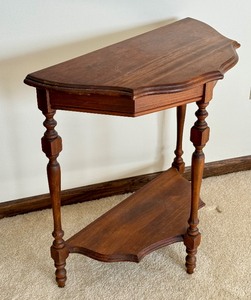 lot 38 image: Vintage Half Moon Wooden Accent Table