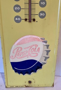 lot 51A image: Vintage Pepsi Metal Sign Thermometer