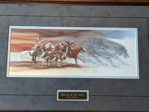 lot 28 image: Framed Wolves of the Crow Print by Bev Doolittle