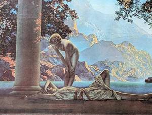 lot 26 image: Vintage Framed Maxfield Parrish Daybreak Print